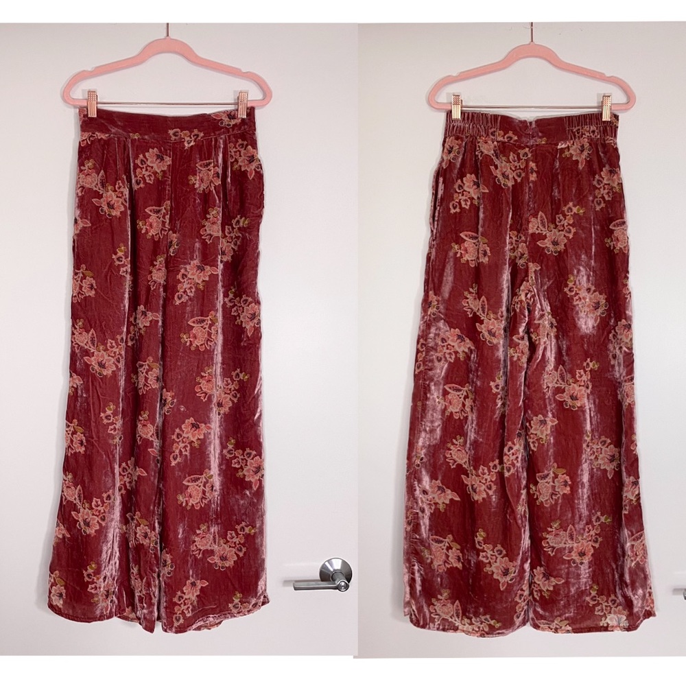 Anthropologie Hutch Floral Burnout Velvet Pants Gem